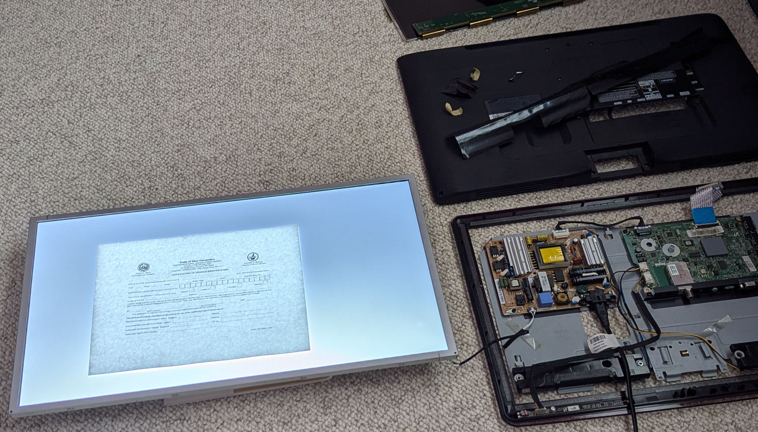 TV with light panel removed